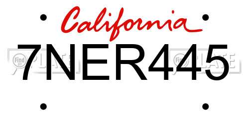 7NER445 California License Plate