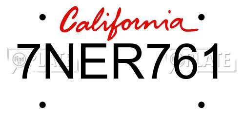 7NER761 California License Plate