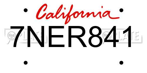 7NER841 California License Plate