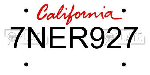 7NER927 California License Plate