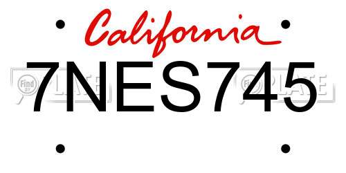 7NES745 California License Plate