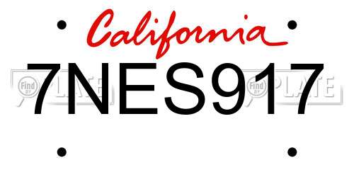 7NES917 California License Plate
