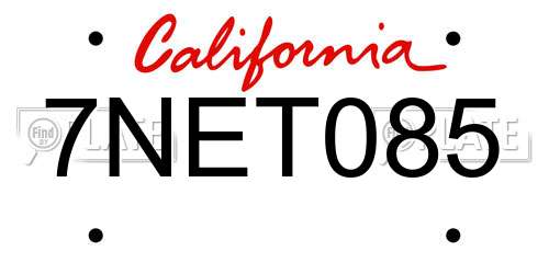 7NET085 California License Plate