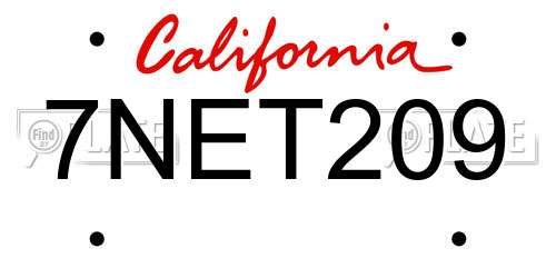 7NET209 California License Plate