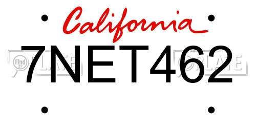 7NET462 California License Plate