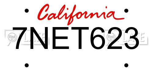 7NET623 California License Plate