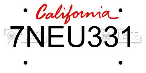 7NEU331 California License Plate