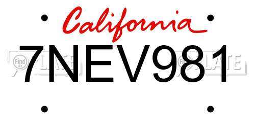 7NEV981 California License Plate