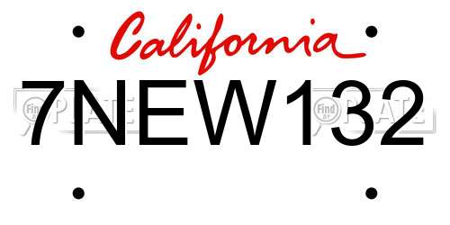7NEW132 California License Plate
