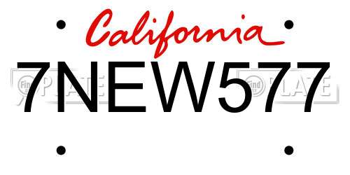 7NEW577 California License Plate