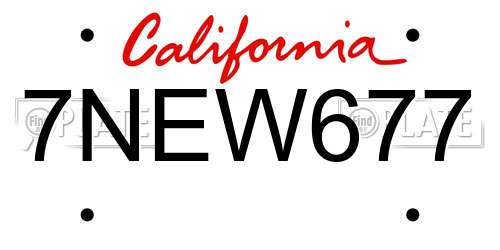 7NEW677 California License Plate