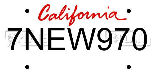 7NEW970 California License Plate