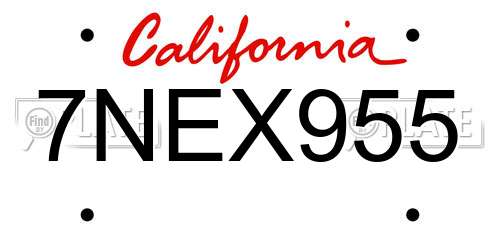 7NEX955 California License Plate