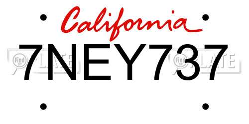 7NEY737 California License Plate