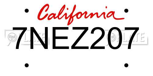 7NEZ207 California License Plate