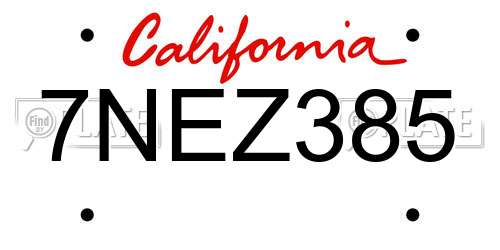 7NEZ385 California License Plate