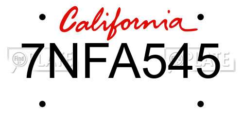 7NFA545 California License Plate