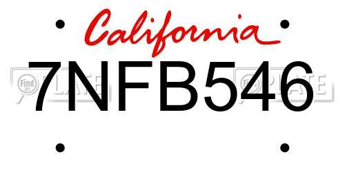 7NFB546 California License Plate
