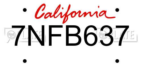 7NFB637 California License Plate
