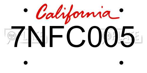 7NFC005 California License Plate