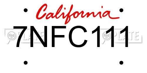 7NFC111 California License Plate