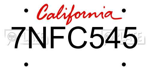 7NFC545 California License Plate