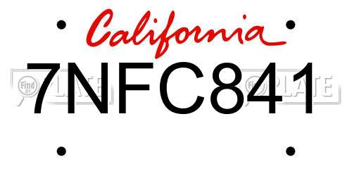 7NFC841 California License Plate