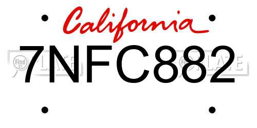 7NFC882 California License Plate