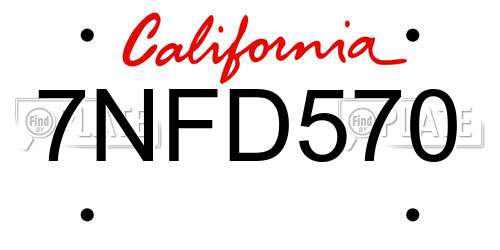 7NFD570 California License Plate