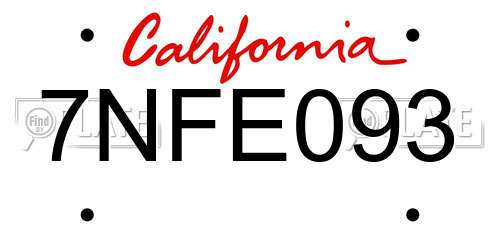 7NFE093 California License Plate