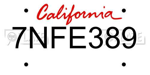 7NFE389 California License Plate