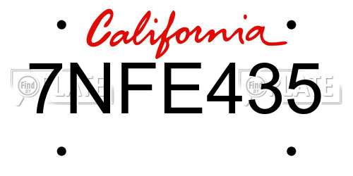 7NFE435 California License Plate