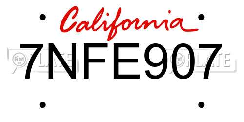 7NFE907 California License Plate