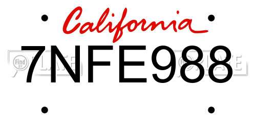 7NFE988 California License Plate