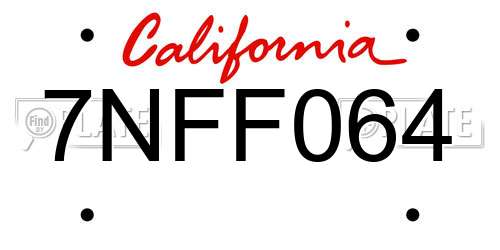 7NFF064 California License Plate