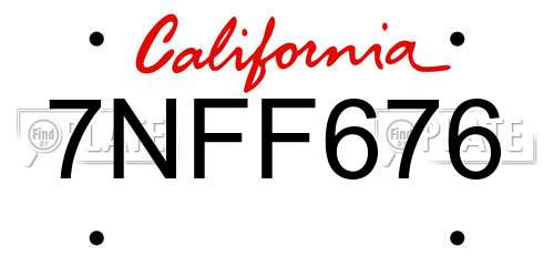 7NFF676 California License Plate