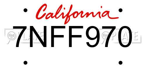 7NFF970 California License Plate