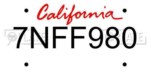7NFF980 California License Plate