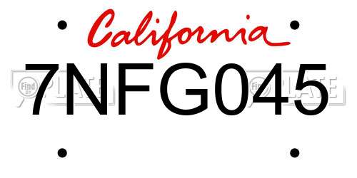 7NFG045 California License Plate