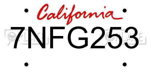 7NFG253 California License Plate