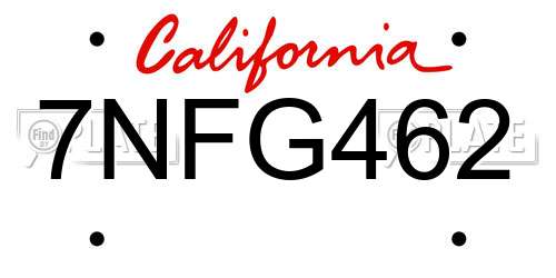 7NFG462 California License Plate