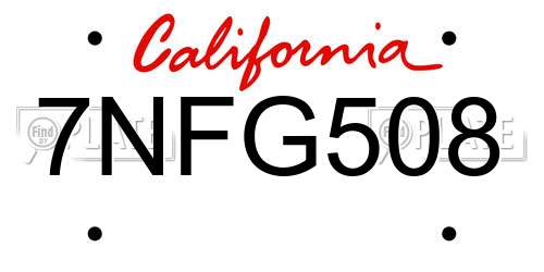 7NFG508 California License Plate