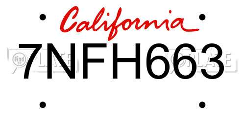 7NFH663 California License Plate