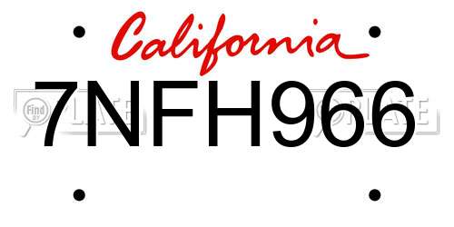 7NFH966 California License Plate