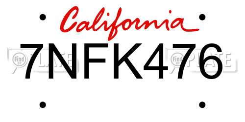 7NFK476 California License Plate