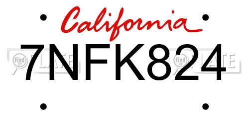7NFK824 California License Plate