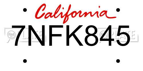 7NFK845 California License Plate