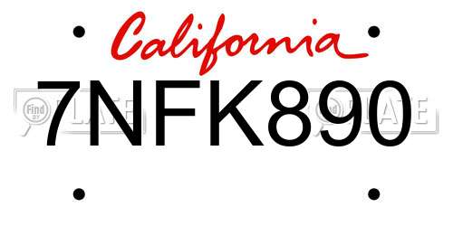 7NFK890 California License Plate