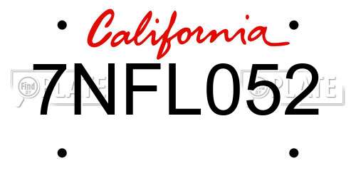 7NFL052 California License Plate