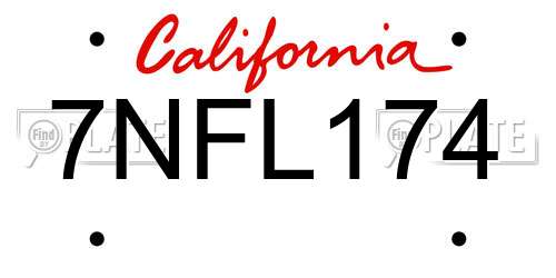 7NFL174 California License Plate